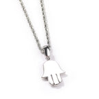 High Quality Turkish Jewelry for Women Hamsa Hand Pendant Lucky Charm Micro Pave CZ Silver Plated Necklace Cuban Link Chain