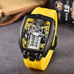 Luxury Men's Watch Stainless Steel Skeleton Case with Silicone Band Japanese Automatic Movement Watch Engine Decoration Watch