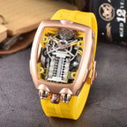 Luxury Men's Watch Stainless Steel Skeleton Case with Silicone Band Japanese Automatic Movement Watch Engine Decoration Watch
