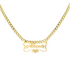 Custom Butterfly Cartoon Character Name Necklace Women Nameplate Jewelry Gold Stainless Steel Cuban Chain Initial Necklaces