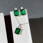 S925 Sterling Silver Necklace Set High Carbon Diamond Emerald Cut European American Cross-Border Style Hot-Selling Fine Jewelry