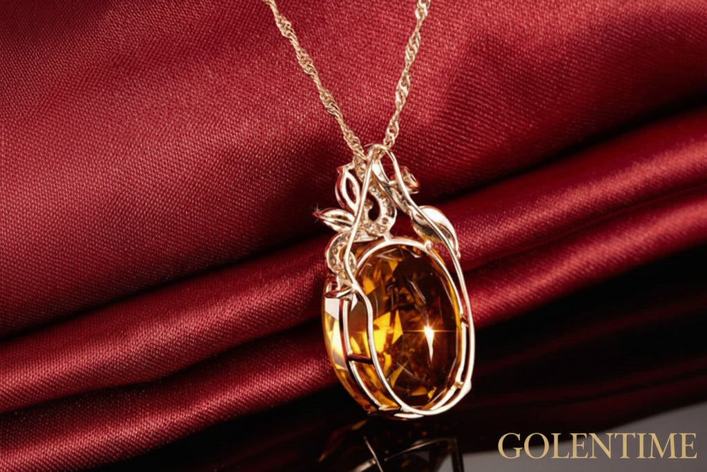 ZHFANGIYE collier classique 925 bijoux en argent avec pendentif ovale en pierre précieuse de Zircon citrine pour les femmes cadeaux de promesse de fête de mariage
