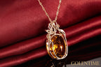 ZHFANGIYE collier classique 925 bijoux en argent avec pendentif ovale en pierre précieuse de Zircon citrine pour les femmes cadeaux de promesse de fête de mariage