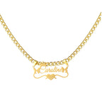 Custom Butterfly Cartoon Character Name Necklace Women Nameplate Jewelry Gold Stainless Steel Cuban Chain Initial Necklaces