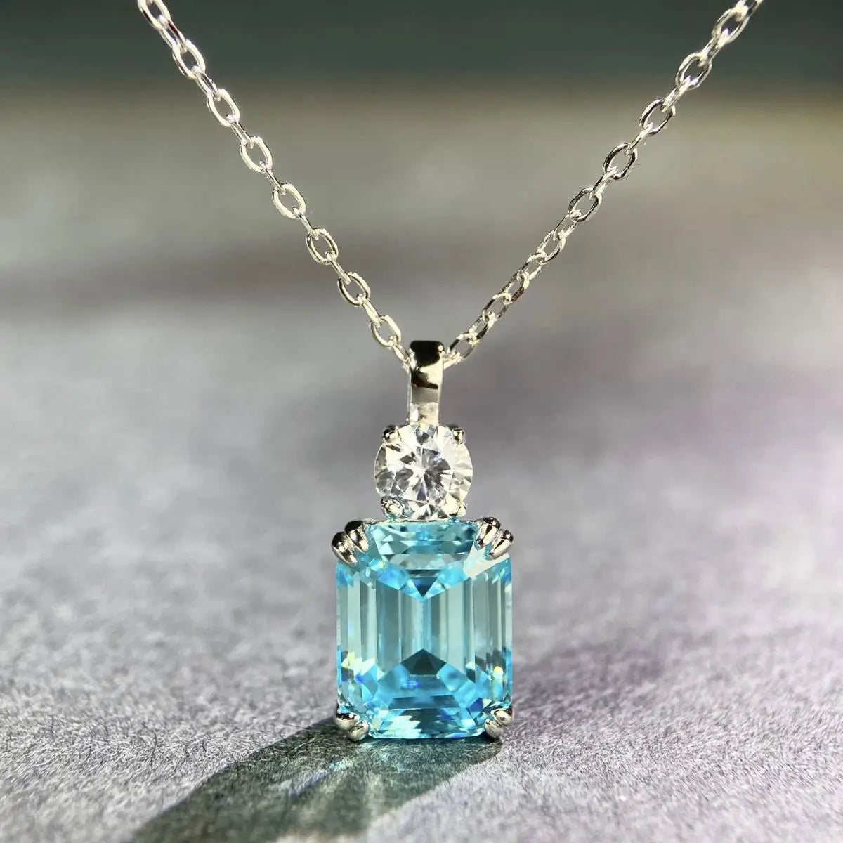 S925 Sterling Silver Necklace Set High Carbon Diamond Emerald Cut European American Cross-Border Style Hot-Selling Fine Jewelry