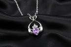 Irish Claddagh Eternity Love Pendant Necklace Trendy Silver Plated Zircon Good Luck Jewelry Gift for Women Birthday