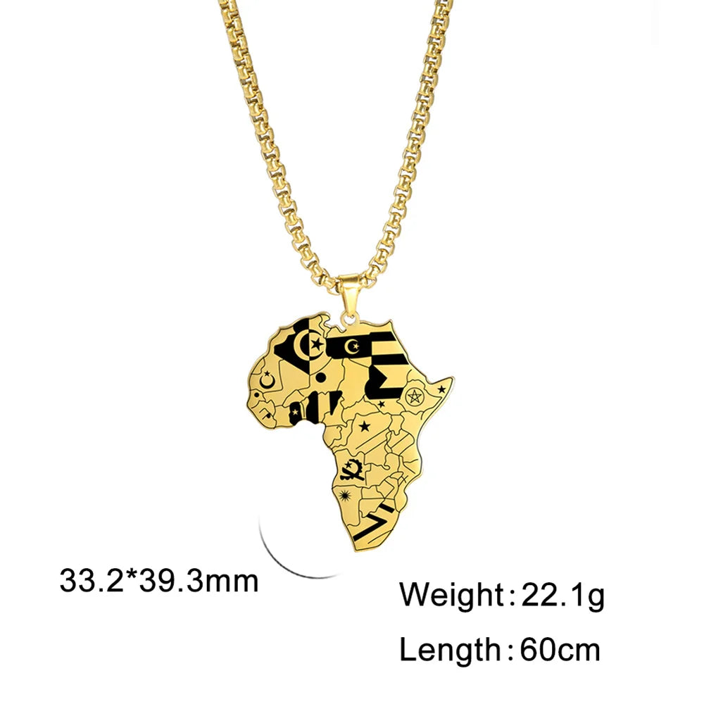 My Shape Colliers de la présidence de la Pmot de la carte de l'Afrique pour hommes et femmes, drapeaux de pays africains, boîte à bijoux en acier inoxydable, cadeau masculin
