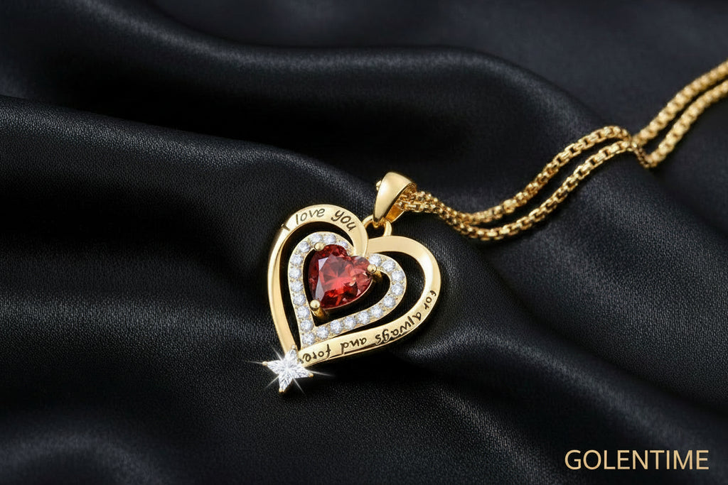 Colliers de luxe avec pendentif en Zircon rouge pour petite amie et femme, je t'aime pour toujours et pour toujours, bijoux de mariage tendance 2024