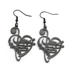 Boucles d'oreilles pendantes en acier inoxydable pour femmes et hommes, Note de musique d'amour, couleur or argent, cœur, amoureux de la musique, bijoux à la mode