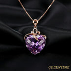 Collier pendentif en améthyste en forme de cœur de luxe pour femme, quartz violet, or 8K, pierres précieuses, bijoux en bronze blanc