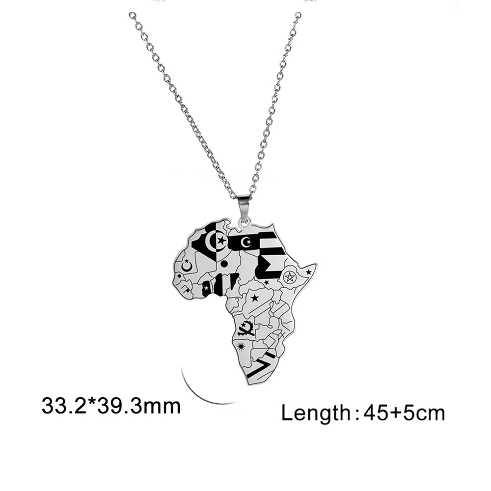 My Shape Colliers de la présidence de la Pmot de la carte de l'Afrique pour hommes et femmes, drapeaux de pays africains, boîte à bijoux en acier inoxydable, cadeau masculin