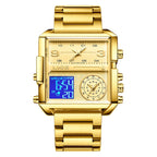 55_LIGE 2024 mode double affichage montre femmes haut de gamme de luxe créatif carré montres dames décontracté montre en or Relogio Feminino