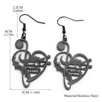 Boucles d'oreilles pendantes en acier inoxydable pour femmes et hommes, Note de musique d'amour, couleur or argent, cœur, amoureux de la musique, bijoux à la mode