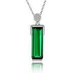 WOSIKfast-Collier en argent regardé 925 pour femme, bijoux fantaisie, pendentif en pierre précieuse émeraude géométrique, collier JONecklace