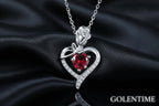 Huitan – collier avec pendentif cœur rouge CZ, avec fleur de Rose, cadeau d'anniversaire pour amoureux/maman, nouveau Design, bijoux pour femmes, fête des mères, 2023