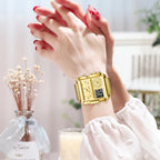 55_LIGE 2024 mode double affichage montre femmes haut de gamme de luxe créatif carré montres dames décontracté montre en or Relogio Feminino