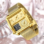 55_LIGE 2024 mode double affichage montre femmes haut de gamme de luxe créatif carré montres dames décontracté montre en or Relogio Feminino