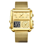 55_LIGE 2024 mode double affichage montre femmes haut de gamme de luxe créatif carré montres dames décontracté montre en or Relogio Feminino