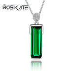 WOSIKfast-Collier en argent regardé 925 pour femme, bijoux fantaisie, pendentif en pierre précieuse émeraude géométrique, collier JONecklace