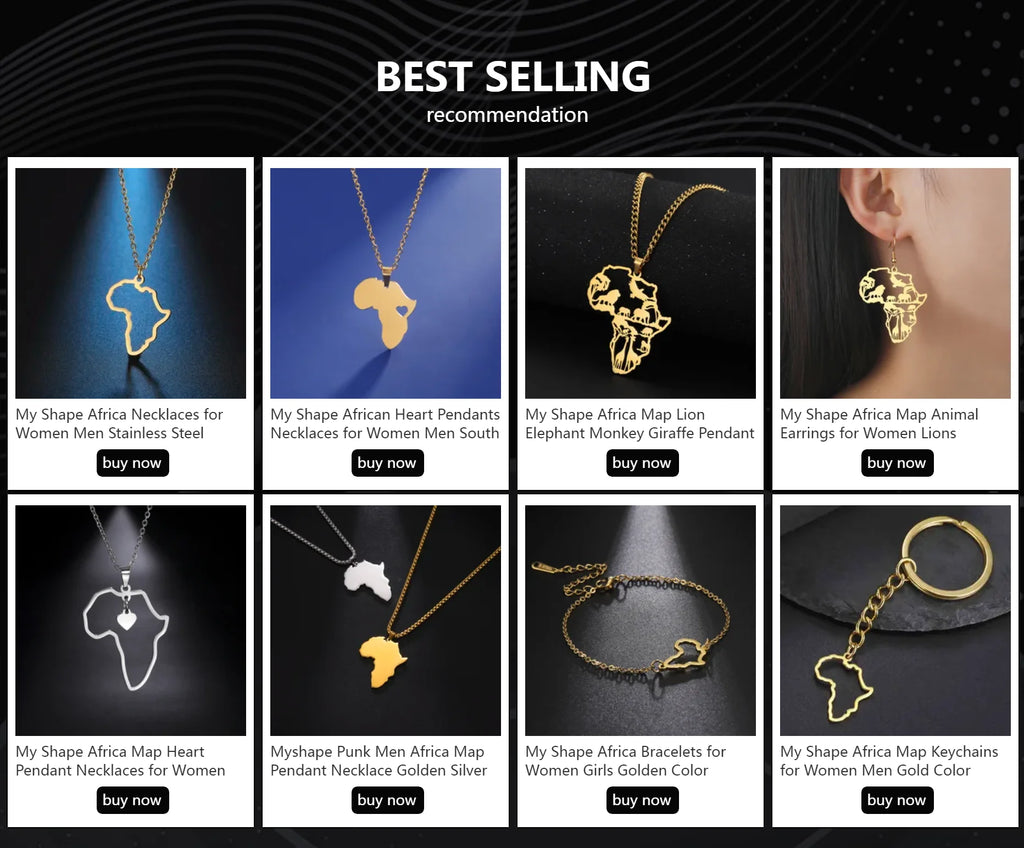 My Shape Colliers de la présidence de la Pmot de la carte de l'Afrique pour hommes et femmes, drapeaux de pays africains, boîte à bijoux en acier inoxydable, cadeau masculin