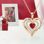 Colliers de luxe avec pendentif en Zircon rouge pour petite amie et femme, je t'aime pour toujours et pour toujours, bijoux de mariage tendance 2024