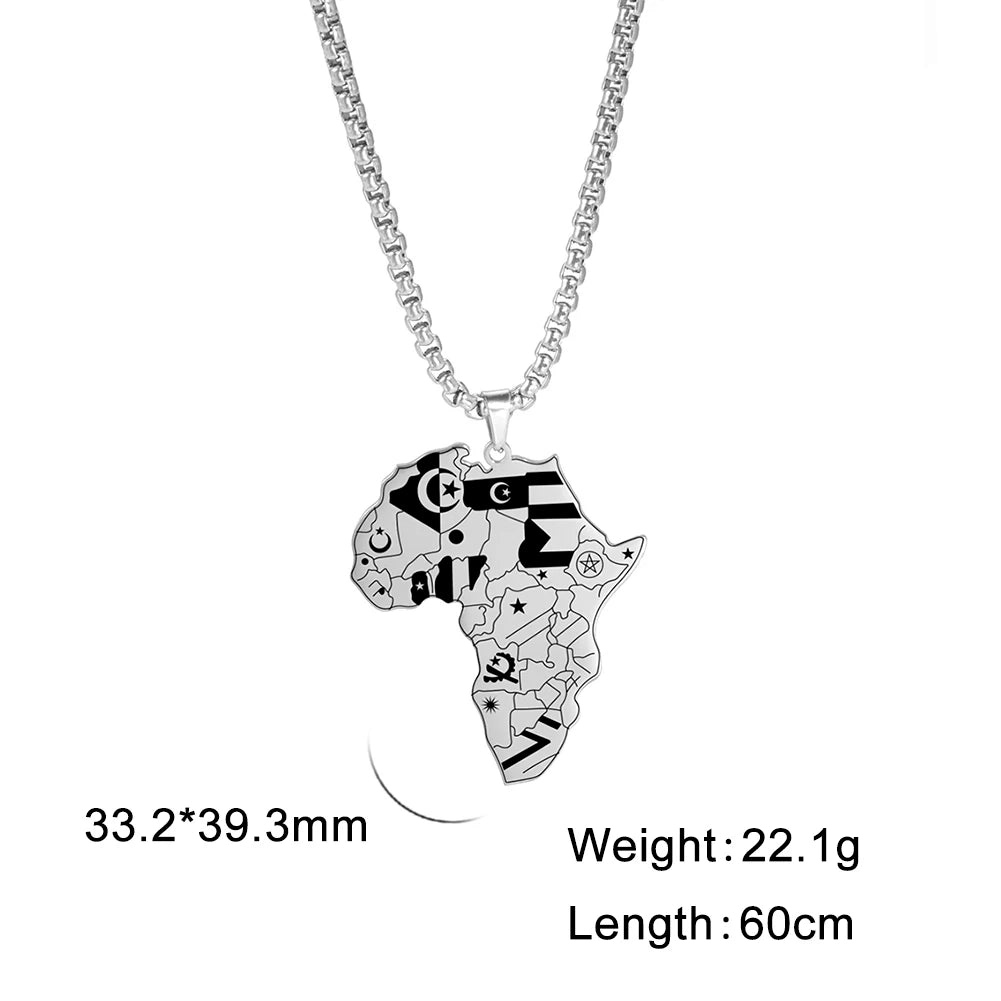 My Shape Colliers de la présidence de la Pmot de la carte de l'Afrique pour hommes et femmes, drapeaux de pays africains, boîte à bijoux en acier inoxydable, cadeau masculin