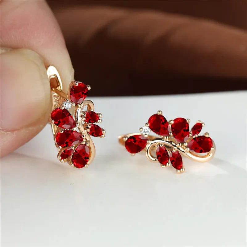Petites boucles d'oreilles en cristal vert pour femmes, Vintage, couleur or, fleur, multicolore, Zircon, bijoux pour femmes