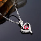 Huitan – collier avec pendentif cœur rouge CZ, avec fleur de Rose, cadeau d'anniversaire pour amoureux/maman, nouveau Design, bijoux pour femmes, fête des mères, 2023
