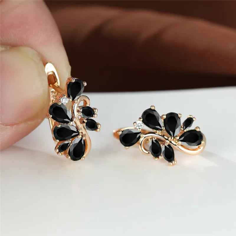 Petites boucles d'oreilles en cristal vert pour femmes, Vintage, couleur or, fleur, multicolore, Zircon, bijoux pour femmes