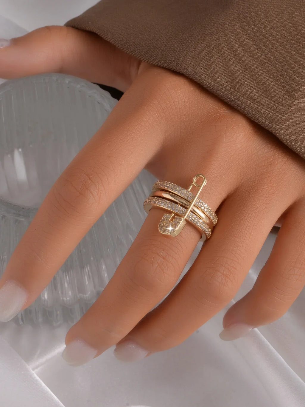 Bagues en or pour femmes non ternissent, bagues de pouce en zircone cubique plaquées or 14 carats, ensemble de bagues pour femmes, bijoux