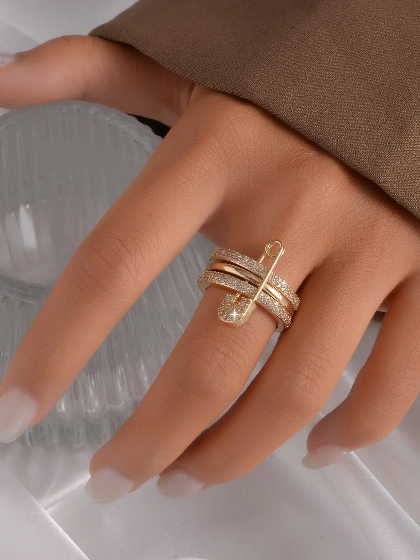 Bagues en or pour femmes non ternissent, bagues de pouce en zircone cubique plaquées or 14 carats, ensemble de bagues pour femmes, bijoux