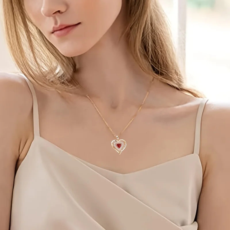 Colliers de luxe avec pendentif en Zircon rouge pour petite amie et femme, je t'aime pour toujours et pour toujours, bijoux de mariage tendance 2024
