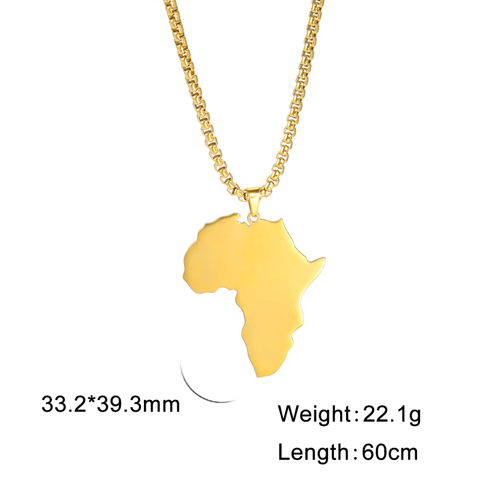 My Shape Colliers de la présidence de la Pmot de la carte de l'Afrique pour hommes et femmes, drapeaux de pays africains, boîte à bijoux en acier inoxydable, cadeau masculin