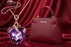 WOSIKATE luxe en forme de coeur améthyste pendentif collier femmes 925 argent plaqué 18K or Rose chaîne collier bijoux de mode