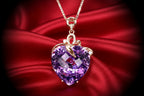 WOSIKATE luxe en forme de coeur améthyste pendentif collier femmes 925 argent plaqué 18K or Rose chaîne collier bijoux de mode