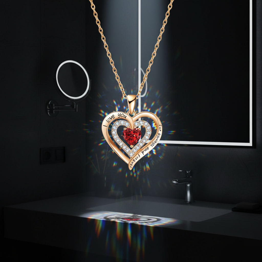 Colliers de luxe avec pendentif en Zircon rouge pour petite amie et femme, je t'aime pour toujours et pour toujours, bijoux de mariage tendance 2024