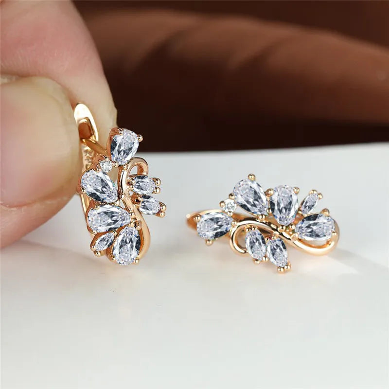 Petites boucles d'oreilles en cristal vert pour femmes, Vintage, couleur or, fleur, multicolore, Zircon, bijoux pour femmes