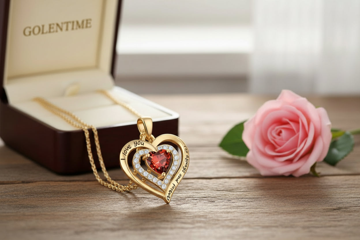 Colliers de luxe avec pendentif en Zircon rouge pour petite amie et femme, je t'aime pour toujours et pour toujours, bijoux de mariage tendance 2024