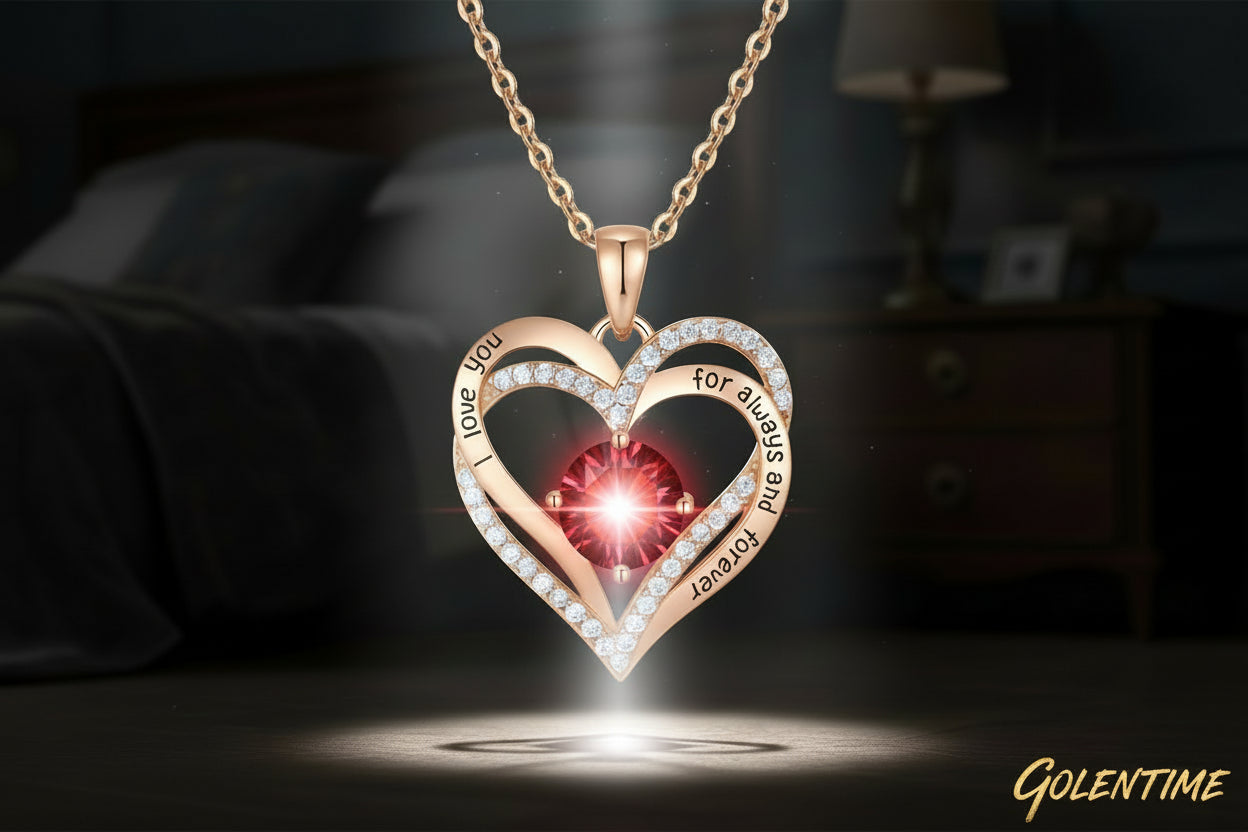Colliers de luxe avec pendentif en Zircon rouge pour petite amie et femme, je t'aime pour toujours et pour toujours, bijoux de mariage tendance 2024