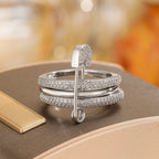 A Three-Ring Stacked Paper Clip Ring, Copper Imitation Faded, Fashionable And Simple For Women To Wear