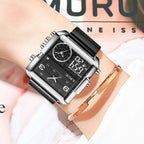55_LIGE 2024 mode double affichage montre femmes haut de gamme de luxe créatif carré montres dames décontracté montre en or Relogio Feminino
