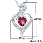 Huitan – collier avec pendentif cœur rouge CZ, avec fleur de Rose, cadeau d'anniversaire pour amoureux/maman, nouveau Design, bijoux pour femmes, fête des mères, 2023