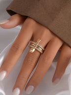 Bagues en or pour femmes non ternissent, bagues de pouce en zircone cubique plaquées or 14 carats, ensemble de bagues pour femmes, bijoux