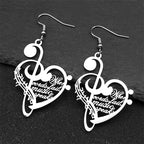 Boucles d'oreilles pendantes en acier inoxydable pour femmes et hommes, Note de musique d'amour, couleur or argent, cœur, amoureux de la musique, bijoux à la mode