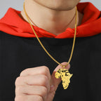 My Shape Colliers de la présidence de la Pmot de la carte de l'Afrique pour hommes et femmes, drapeaux de pays africains, boîte à bijoux en acier inoxydable, cadeau masculin
