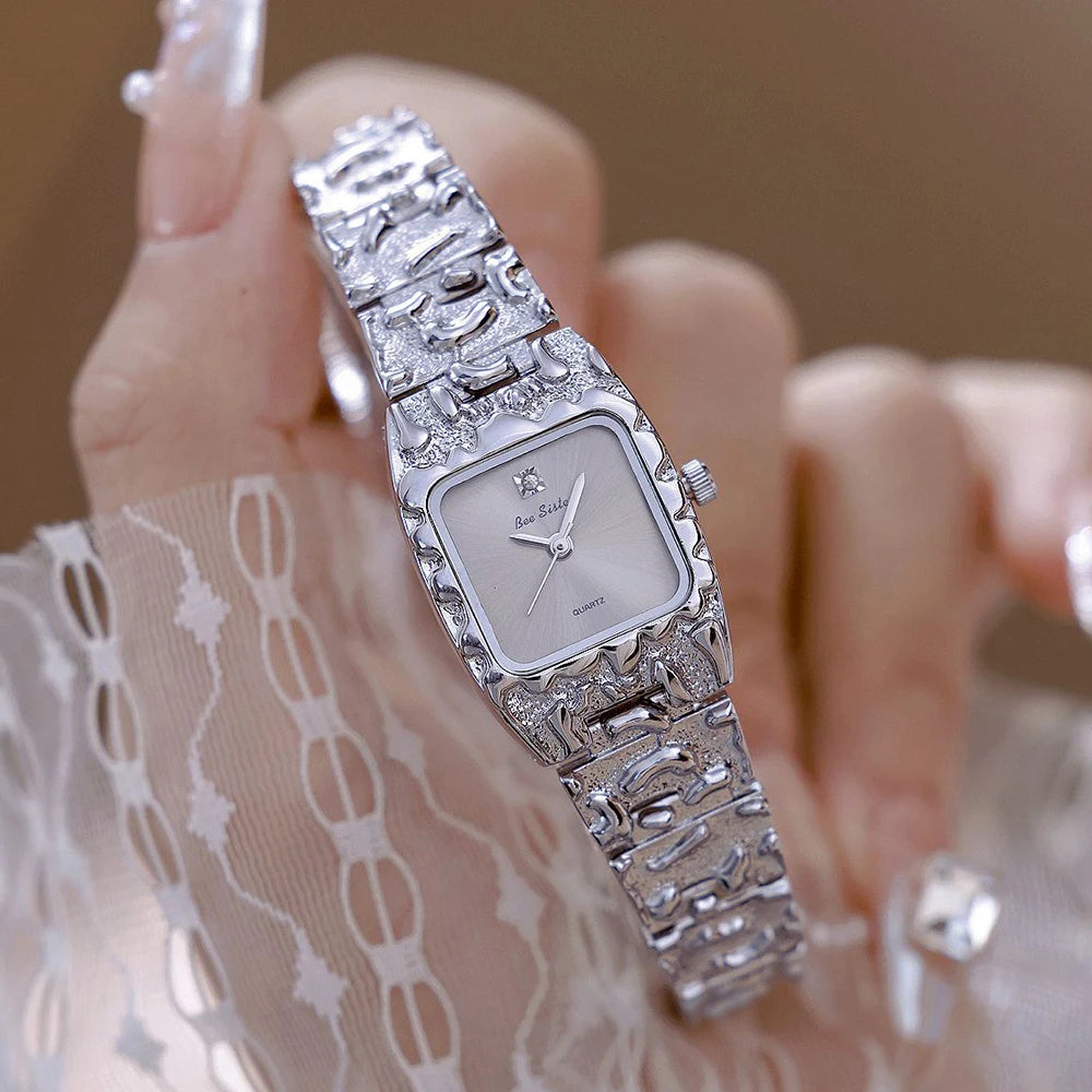 Montres carrées Vintage pour femmes, Bracelet doré, Quartz, coq à main, luxe de styliste, petite montre en or, cadeaux
