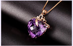 Collier pendentif en améthyste en forme de cœur de luxe pour femme, quartz violet, or 8K, pierres précieuses, bijoux en bronze blanc
