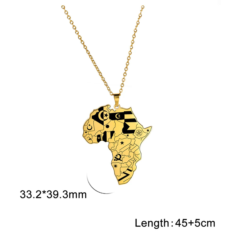 My Shape Colliers de la présidence de la Pmot de la carte de l'Afrique pour hommes et femmes, drapeaux de pays africains, boîte à bijoux en acier inoxydable, cadeau masculin
