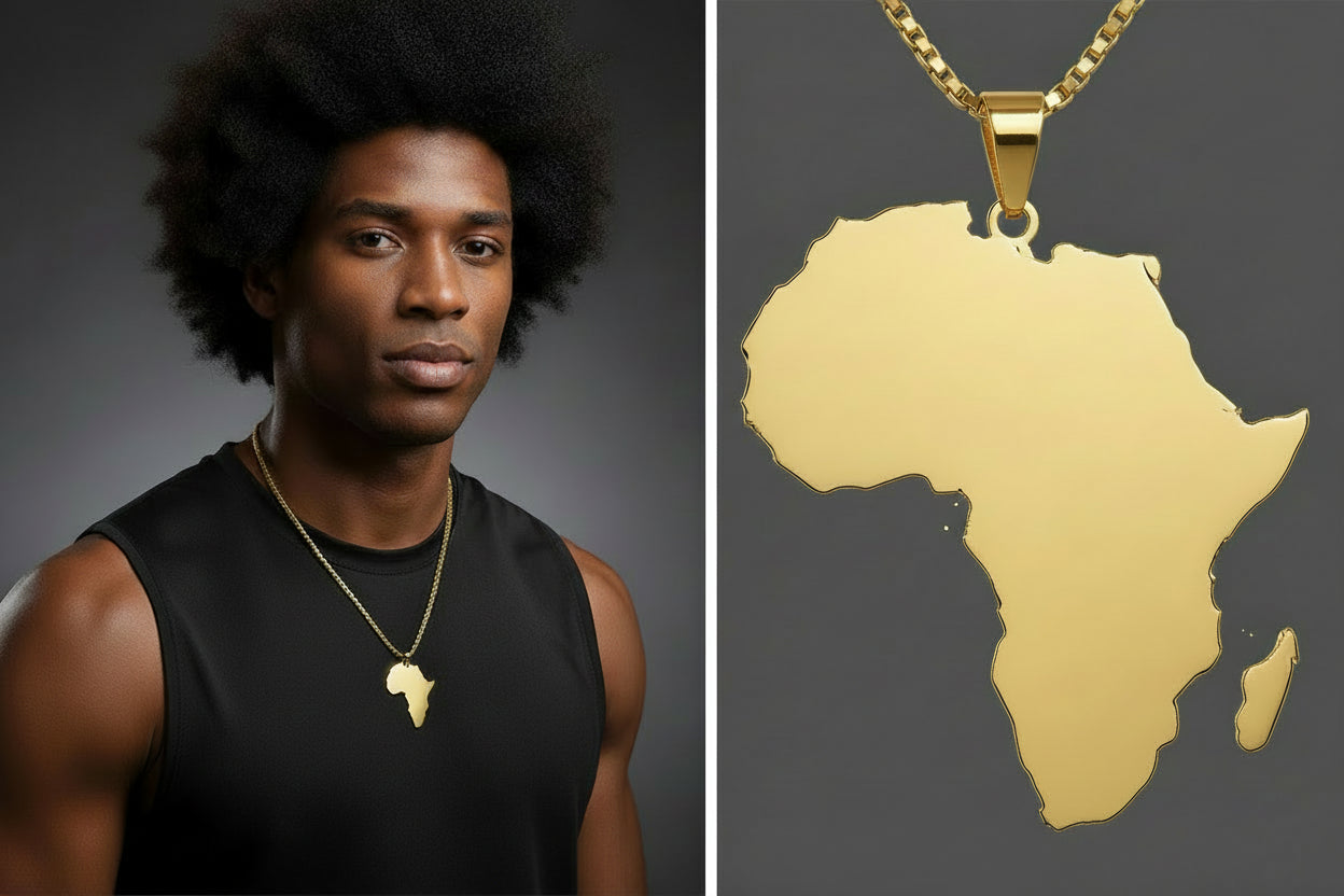 My Shape Colliers de la présidence de la Pmot de la carte de l'Afrique pour hommes et femmes, drapeaux de pays africains, boîte à bijoux en acier inoxydable, cadeau masculin