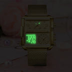 55_LIGE 2024 mode double affichage montre femmes haut de gamme de luxe créatif carré montres dames décontracté montre en or Relogio Feminino